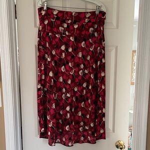 CAbi Red Floral A-Line Skirt